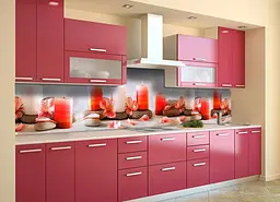 Кухонний фартух самоклеючий Ніжні свічки та квіти наклейка ПВХ релакс червоний 65х250 см Happy Pocket Z180396 - мініатюра 2