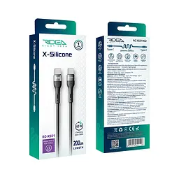Кабель для зарядки USB Ridea RC-XS51 X-Silicone Type-C to Type-C 60W 20V/3A 2 м Черный - миниатюра 3