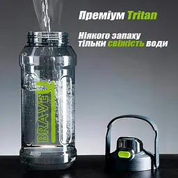 Спортивна пляшка для води 1500 мл, фітнес-пляшка в зал для фітнесу, велика фляга - мініатюра 3