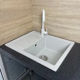 Adamant Набір кухонні Minimal, штучний камінь, прямокут., з крилом, 615х495х200мм, чаша - 1, врізна, Old stone + змішувач та дозатор - мініатюра 2