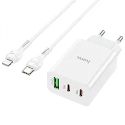 МЗП Hoco C99A PD20W+QC3.0 (1USB/2Type-C/3A) + Type-C to Lightning White - мініатюра 2