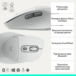 Комплект Logitech Signature Comfort Plus MK880 Wireless/USB-C for Business UA Off-White (920-014033) - мініатюра 3