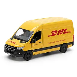 Машинка металева MERCEDES-BENZ Sprinter DHL жёлтый KT5429W KINSMART в коробке (6903317372416)