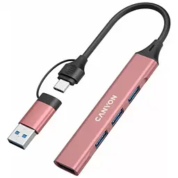 Концентратор Canyon hub DS-02 4in1 USB-A/C Pink (CNS-TDS02P) - мініатюра 5