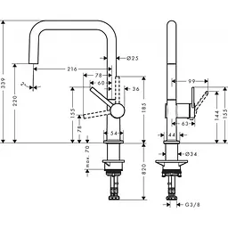 Змішувач Hansgrohe Talis M54 U 220 кухонний Matt Black 72806670 Чорний матовий - мініатюра 2