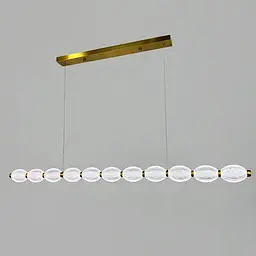 Led люстра з прозорими рельєфними кульками у латунному видовженому корпусі 120 см | Line F | Арт. MJ343-1200L AB - мініатюра 4
