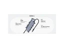 Док-станція CUDY 6-in-1 Grey (UH606) - мініатюра 6