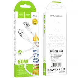 Дата кабель Hoco X109 Energy silicone Type-C to Type-C 60W (1m) White - мініатюра 4