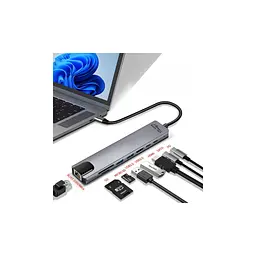 Концентратор Media-Tech USB-C 8-in-1 HDMI 4K/2xUSB-A/2xUSB-C/RJ45/SD/TF/PD 100W USB3.1 (MT5046) - мініатюра 5