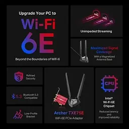 Бездротовий адаптер Bluetooth 5.2 + Wi-Fi 6e TP-Link Archer TXE75E - мініатюра 4