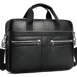 Шкіряна чоловіча сумка для ноутбука та документів чорна Tiding Bag MK 3128
