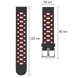 Спортивний ремінець Primo Perfor Classic для годинника Motorola Moto 360 2nd gen (42 мм ) Black Red - мініатюра 5