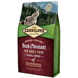 Сухий корм Carnilove Cat Hairball Control для виведення шерсті у котів качка та фазан 2 кг
