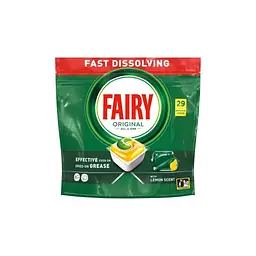 Таблетки для посудомийних машин Fairy Все-в-1 Original Лимон 29 шт. (8006530115711) - мініатюра 1