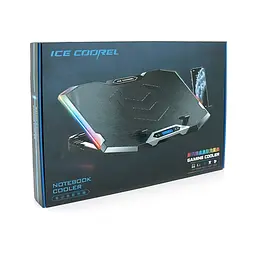Підставка до ноутбука IceCoorel 10-17", 8x70mm, 2xUSB, + LCD, 410x297x40mm, RGB (K10) - мініатюра 6