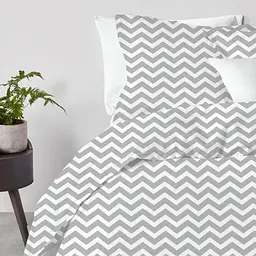 Комплект постільної білизни Cosas євро з простирадлом на резинці GREY W ZIGZAG 200 x 220 см (ZigGrey_El-White_200) - мініатюра 2
