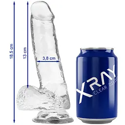 Прозорий фалоімітатор з мошонкою, 13 х 3,8 см см XRAY (Іспанія) XRay XR910082 103073 - мініатюра 5