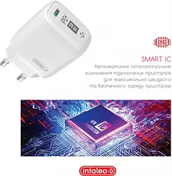 Мережевий зарядний пристрій Intaleo TCGQPD120T (1USBx3A) White + кабель USB Type С (1283126509988) - мініатюра 4
