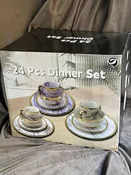 Набір столового посуду CreaTable Marmor з 24 предметів на 6 персон керамограніт високої якості Сірий - мініатюра 10