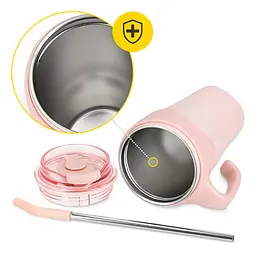 Термокухоль Mountain Goat зі соломинкою 0.65 л Pink (P-5905973406130) - мініатюра 12