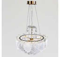 Золота підвісна LED-люстра Artlight 813/500GD з матовим скляним листям, 93 Вт, від 10-18 м² - мініатюра 4
