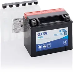 Мото акумулятор EXIDE AGM 6СТ-10Ah Аз 12В 150А (EN) ETX12-BS