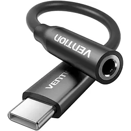 Перехідник USB-C аудіо Jack 3.5мм, Aluminum Alloy, чорний Vention