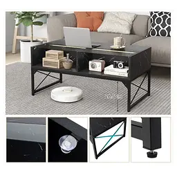 Журнальний стіл Costway Marble двоярусний чорний - мініатюра 9