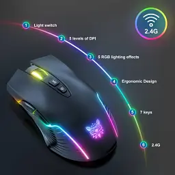 Мишка бездротова Onikuma CW905 Миша комп'ютерна 2.4G / USB Black (19661) - мініатюра 4