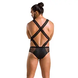 Чоловіче еротичне сітчасте боді Passion 045 VICTOR S/M Black, екошкіра, сітка - мініатюра 4
