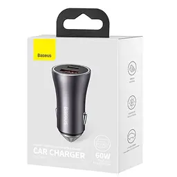 Автомобільний адаптер - зарядний на 2 виходи Baseus Golden Contactor Max Dual Fast Charger 60 W U+C - мініатюра 3