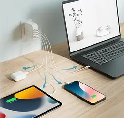 Зарядний пристрій мережевий D-Link DCF-141 140Вт GaN 3хUSB-С, 1xUSB-A, білий - мініатюра 2