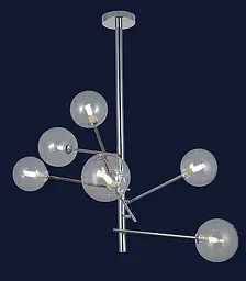 Люстра стельова LED Levistella 761LLP01-6 CR+CL, 6 ламп G9, хром, прозоре скло, сучасний стиль - мініатюра 4
