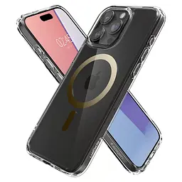 Чохол Spigen Ultra Hybrid MagFiдля iPhone 15 Pro (6.1") Gold ACS06718 прозорий протиударний - мініатюра 4