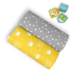 Пелюшки дитячі багаторазові Cosas Yellow Crown 2 шт 80х100 см (Бязь_КороныЖелт_ЗвездопадБС) - мініатюра 3