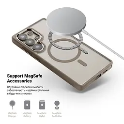 Чехол Samsung Galaxy S25 Ultra 5G, Unit MagSafe, серый, прозрачный, магсейф, противоударный, магнитный, панель-накладка с поддержкой MagSafe, с поддержкой беспроводной зарядки, TPU+PC, защита всего корпуса, ударопрочный, ArmorStandart (ARM82267) - мініатюра 4
