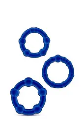 Набір ерекційних кілець Blush Stay Hard Beaded Cockrings 3 шт. синій - мініатюра 2