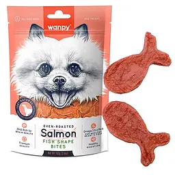 Wanpy Salmon Fish Shape Bites ВАНПІ ШМАТОЧКИ ЛОСОСЯ РИБКИ ласощі для собак, 100 г
