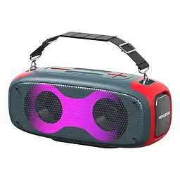 Портативна акумуляторна бездротова Bluetooth колонка акустична система 2х35W з LED світломузикою захист від вологи IPX5 Hopestar A30 Party червоний - мініатюра 1