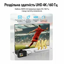 Відеокабель Vention AGHBH Mini HDMI - HDMI 4K 60 Гц 2 м чорний (AGHBH) - мініатюра 3