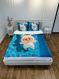комплект постіль із мікросатина Labubu №7 полуторний 3D дизайн підковдра 150×215 см наволочки 70×70 см - мініатюра 2