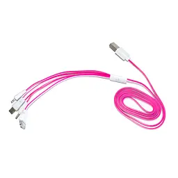 Кабель для зарядки телефонов 4 в 1 Flat Розовый Lightning/microUSB/30pin/DC2mm 115 см провод на айфон