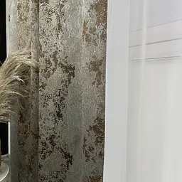 Жакардові мармурові штори сіро-шоколадного кольору 2шт. 150х270 з білим шифоновим тюлем 400х270, на ALBO pbe0052753 - мініатюра 7