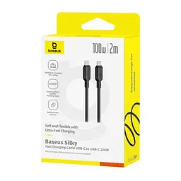 PD Кабель Baseus Silky Series Type-C to Type-C 100W 2m чорний P10377704113-01 - мініатюра 2