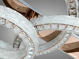 Сучасна стельова LED-люстра кільця з кришталем Diasha 663/800+600+400GD золото, 3 кільця, 200 W, 120 см, 20-30m2 - мініатюра 3