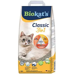 Наповнювач для котячого туалету Biokats Classic 3in1 бентонітовий 10 л (арт.613307/614458)