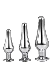 Анальна пробка Gleaming Love Pleasure Plug Set 3 шт. (сріблястий)