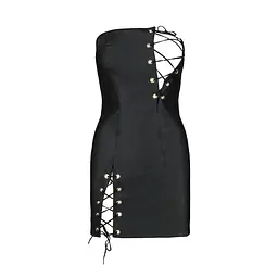 Міні-сукня з екошкіри CELINE CHEMISE black - Passion: шнурівка трусики в комплекті L/XL - мініатюра 5