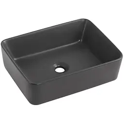 Раковина накладна Qtap Tern Anthracite, прямокутна, з донним клапаном QT17116069AN
