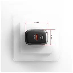 Зарядний пристрій AXAGON 1xUSB-C PD67W + 1xUSB QC4+ PPS display gray (ACU-PQ67D) - мініатюра 10